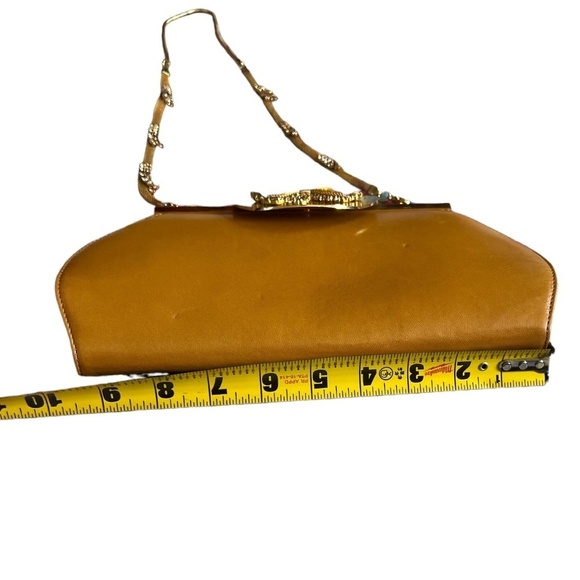 Sacco 1823 Italian Leather Bag With Swarovski Crystal, Tan - Picture 11 of 16